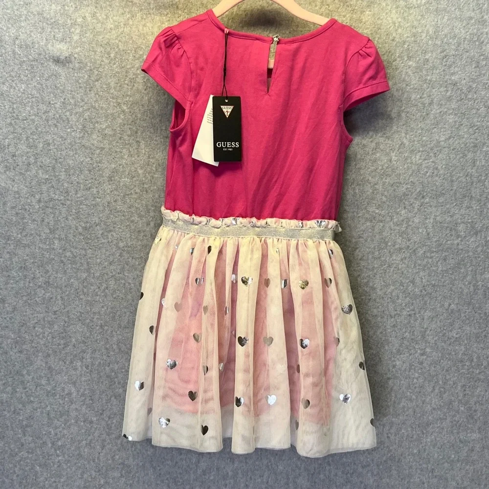 Guess‎ Kids Girls Pink Heart Tulle Dress 3 Years 3t Valentines Dress Cute *see